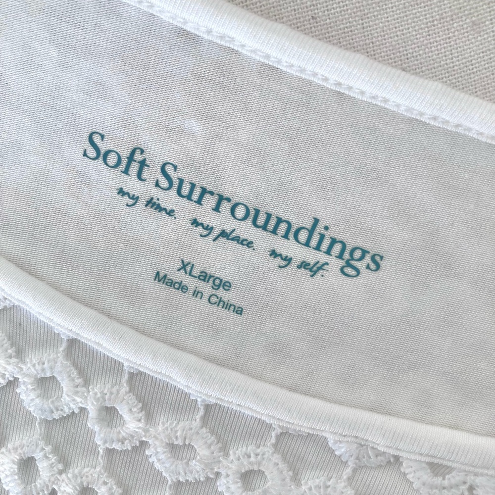 Soft Surroundings Flores Top Floral Lace Crochet Knit Boho Size XL - Picture 7 of 9
